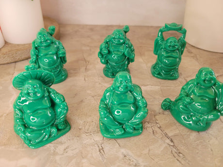 Laughing Buddha Figurines: Lucky Home Decor Altar Set of 6