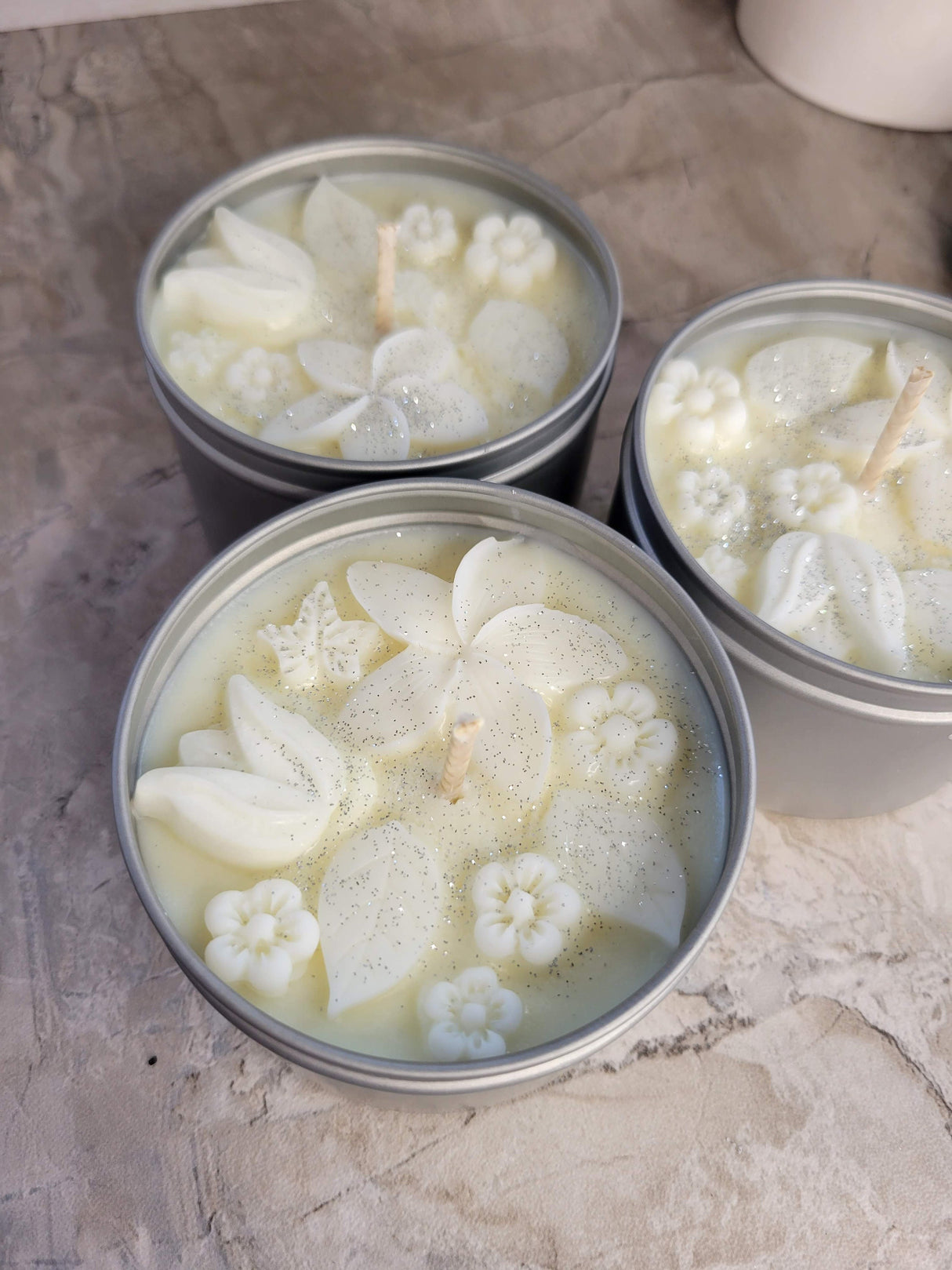 Flower Shop Scented Soy Candle: Christmas Tin Jar, Intention Candle