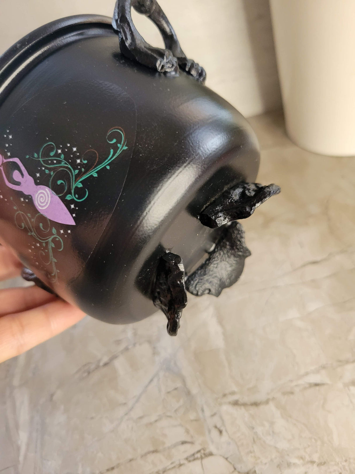 Handmade Witch Cauldron: Altar Decor with Triple Moon, Pentacle, or Tree of Life