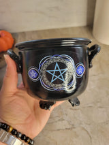 Handmade Witch Cauldron: Altar Decor with Triple Moon, Pentacle, or Tree of Life