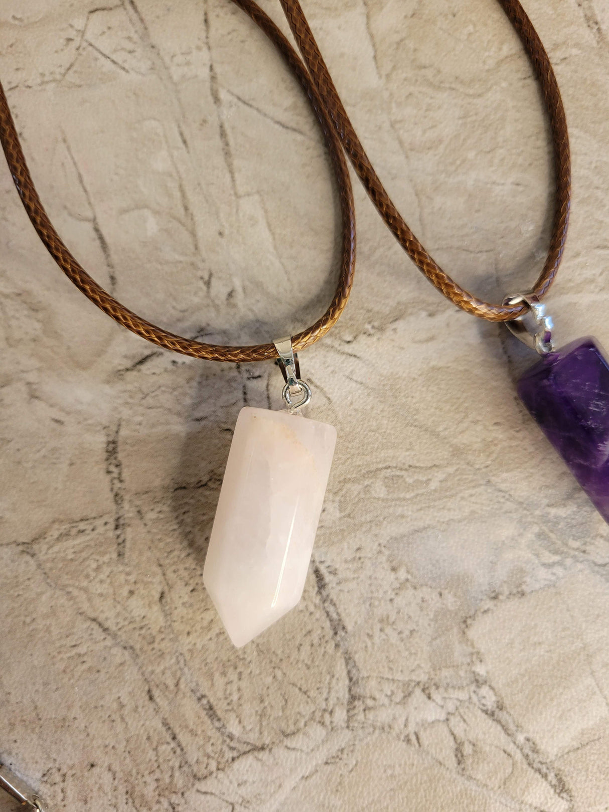 Rose Quartz & Amethyst Point Pendant Necklace