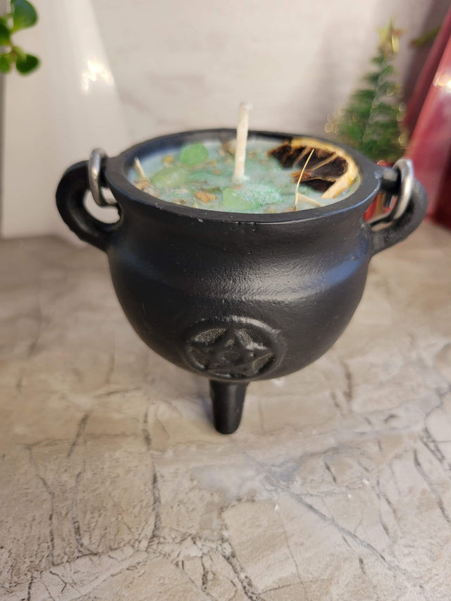 Cauldron Soy Candle Pentacle cauldron soy candle intention candle Sage and Citrus candle