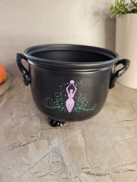 Handmade Witch Cauldron: Altar Decor with Triple Moon, Pentacle, or Tree of Life
