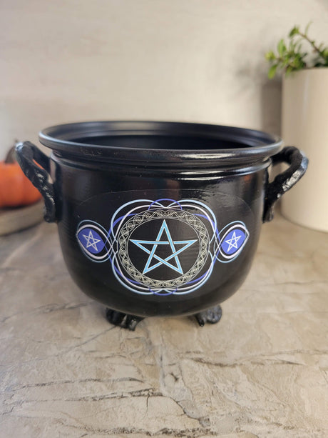 Handmade Witch Cauldron: Altar Decor with Triple Moon, Pentacle, or Tree of Life