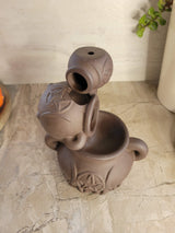 Handmade ceramic cauldron triple moon back flow incense burner for meditation, altar decoration