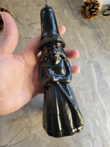 Handmade Witch Figurine Candle with Broom