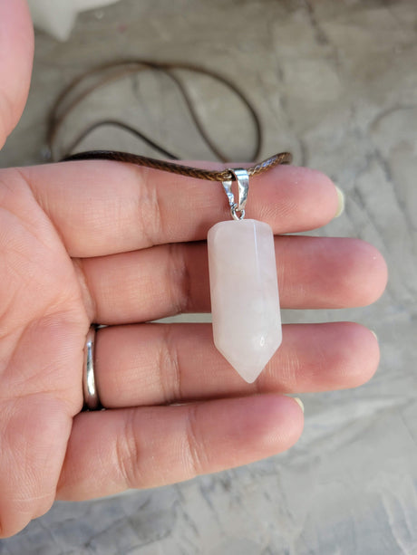 Rose Quartz & Amethyst Point Pendant Necklace
