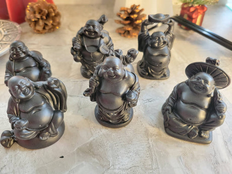 Laughing Buddha Figurines: Lucky Home Decor Altar Set of 6
