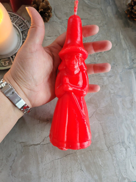 Handmade Witch Figurine Candle with Broom