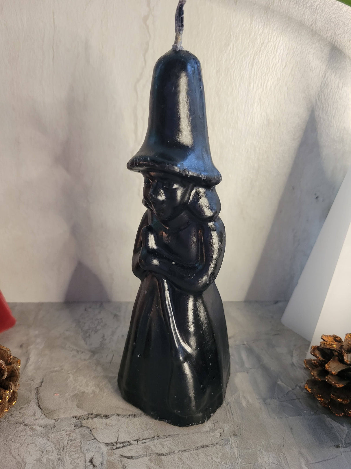 Handmade Witch Figurine Candle with Broom