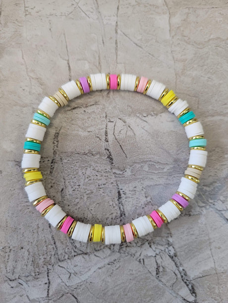 Polymer Clay & Disc Beads Stretch Bracelets Colorful Bracelets