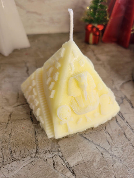 Palm Wax Pyramid Candle: Egyptian Symbols, Prosperity & Protection