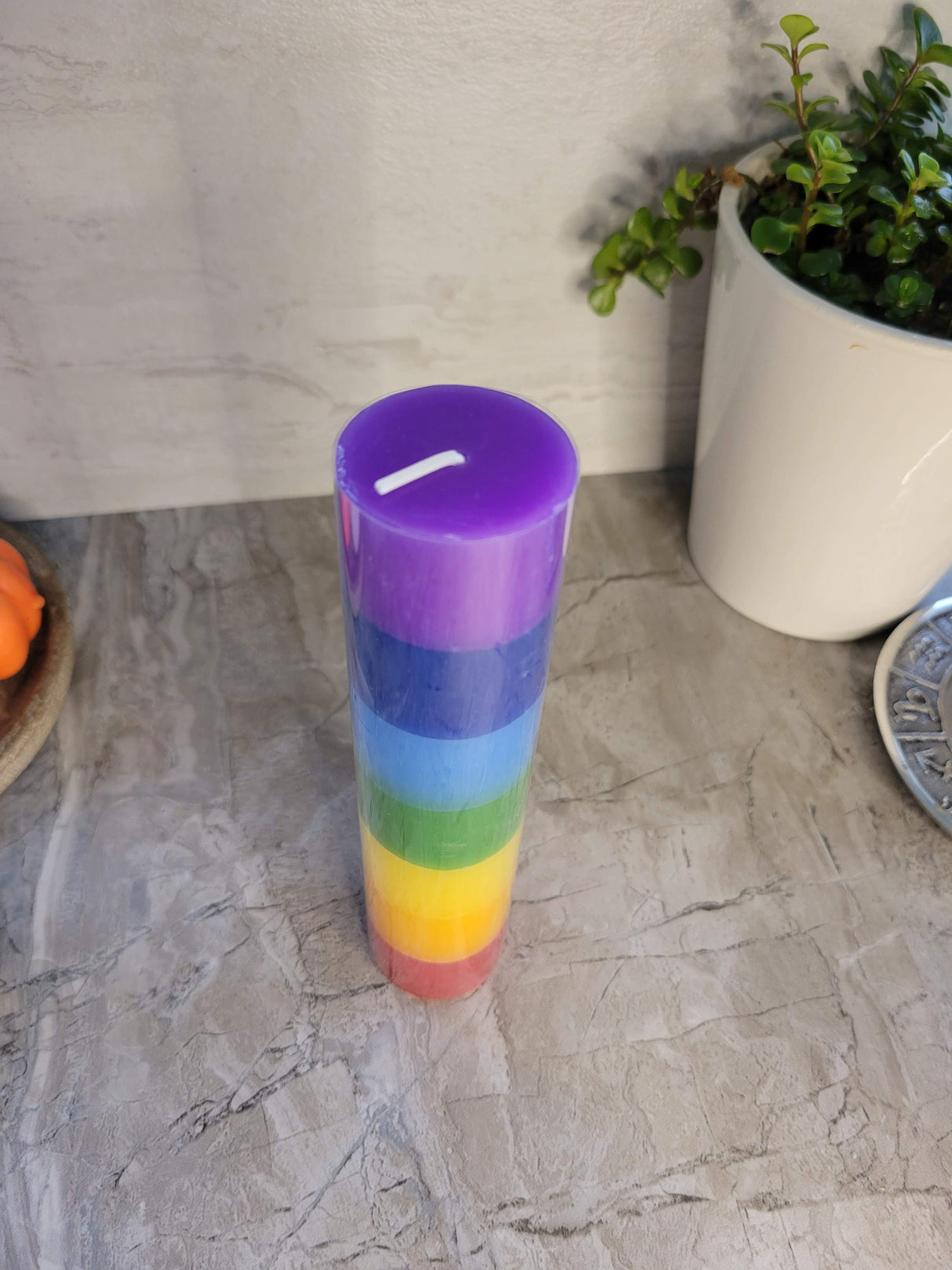 Handmade Seven Chakras Layered Candle: Unscented Meditation Candle