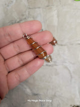 Teardrop Wire Wrapped Natural Gemstone Pendants with Cord