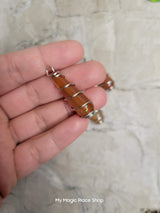 Teardrop Wire Wrapped Natural Gemstone Pendants with Cord