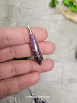 Natural Faceted Handmade Wire Wrapped Natural Gemstone Pendants with Cord