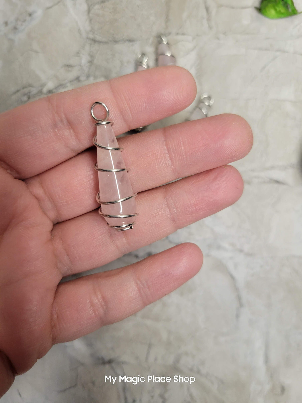 Teardrop Wire Wrapped Natural Gemstone Pendants with Cord