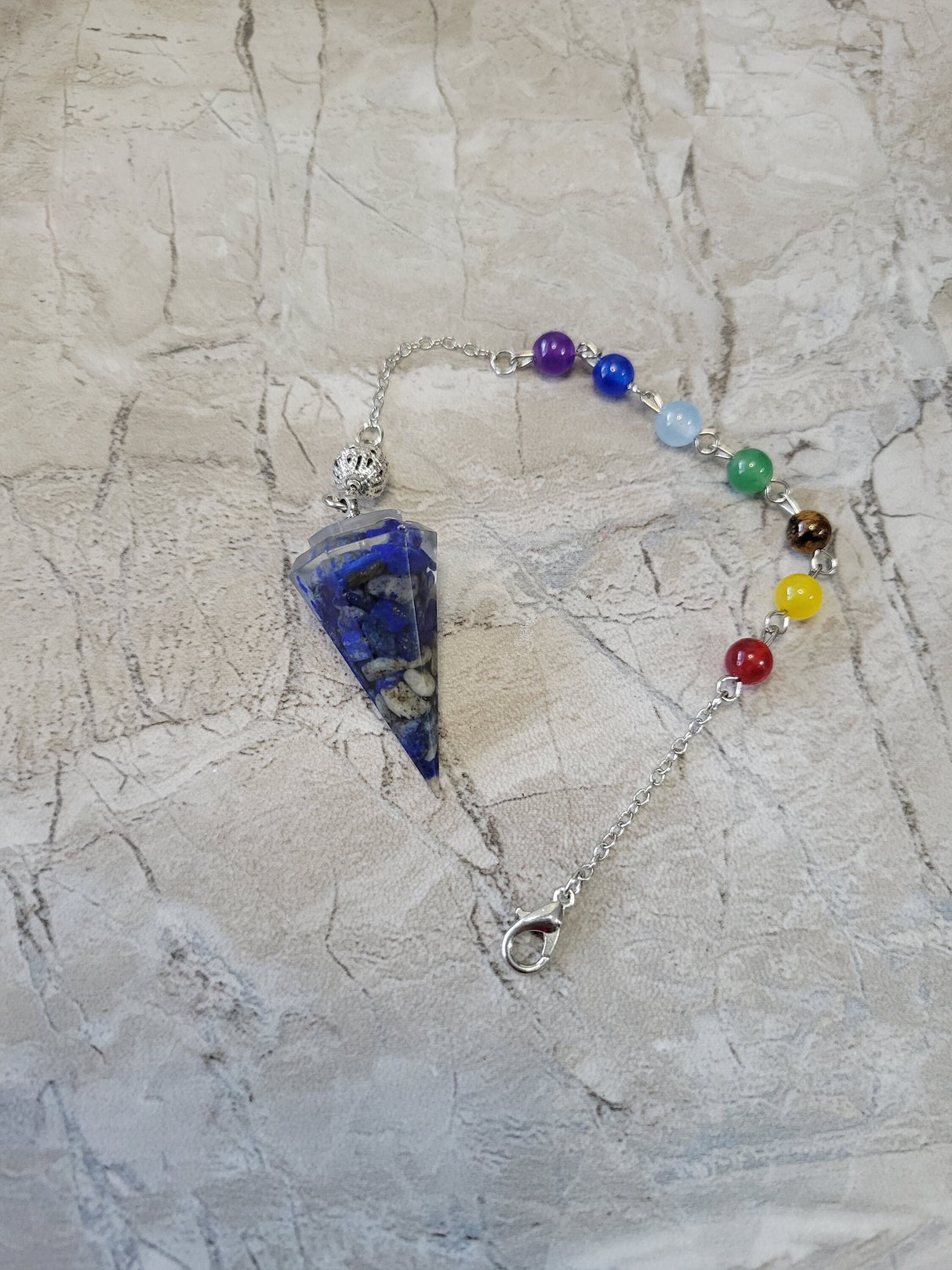 Resin Dowsing Pendulum: Chakra Jewelry with Natural Gemstone Chips