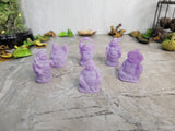 Handmade Purple Acrylic Laughing Buddha Figurines, Lucky Decor (Set of 6)