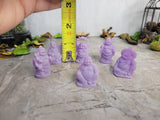 Handmade Purple Acrylic Laughing Buddha Figurines, Lucky Decor (Set of 6)
