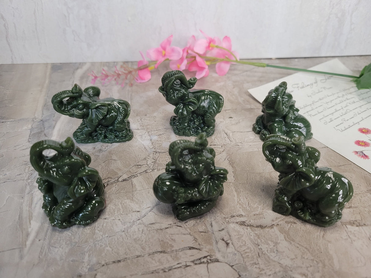Mini Elephant Figurines: Polyresin Desktop Decor, Gift Set of 6