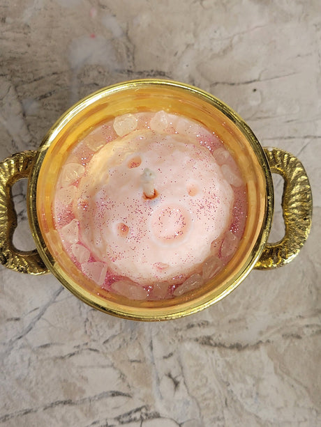 Full Moon Cauldron Candle: Brass Antique Design, Soy Wax