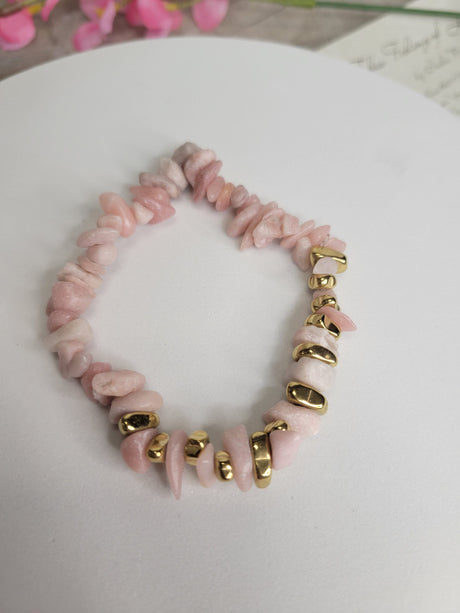 Gemstone stretch bracelets Mixed Gemstones with gold small beads Gifts for her