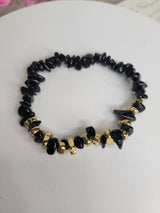 Gemstone stretch bracelets Mixed Gemstones with gold small beads Gifts for her