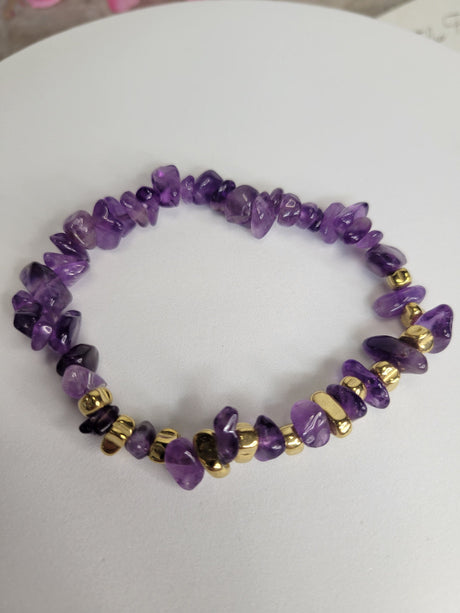 Gemstone stretch bracelets Mixed Gemstones with gold small beads Gifts for her