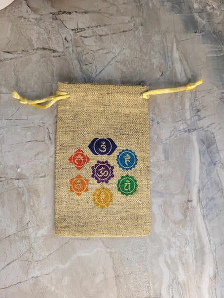 Handmade Seven Chakra Jute Pouch Set of 3