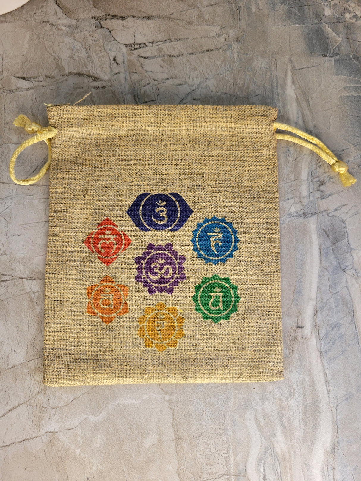Handmade Seven Chakra Jute Pouch Set of 3