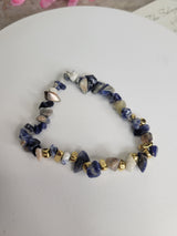 Gemstone stretch bracelets Mixed Gemstones with gold small beads Gifts for her