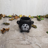 Mini Black Ceramic Cauldron: Altar Incense Burner