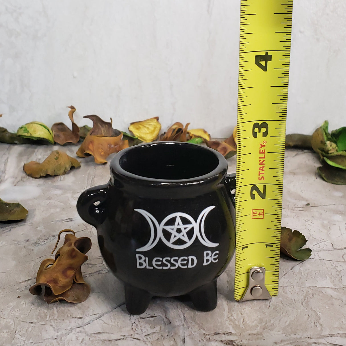 Mini Black Ceramic Cauldron: Altar Incense Burner