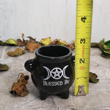 Mini Black Ceramic Cauldron: Altar Incense Burner