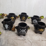 Mini Black Ceramic Cauldron: Altar Incense Burner
