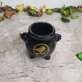 Mini Black Ceramic Cauldron: Altar Incense Burner