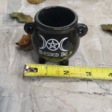 Mini Black Ceramic Cauldron: Altar Incense Burner