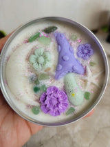 Moon Magic Soy Candle Tin: Sea Salt Orchid Scent, Green Aventurine Crystal