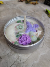 Moon Magic Soy Candle Tin: Sea Salt Orchid Scent, Green Aventurine Crystal