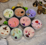 Handmade Soy Intention Candle: Crystal & Flower Infused, 2oz Sample