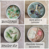 Crystal Intention Soy Candle – Hand Poured | Dried Flowers and Crystals | Meditation & Ritual Candle | 2oz Mini Gift
