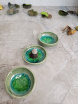 Handmade Ceramic Incense Cone Holder: Small Stoneware Dish