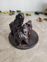 Handcrafted Ceramic Elephant Incense Holder: Triple Elephant Design