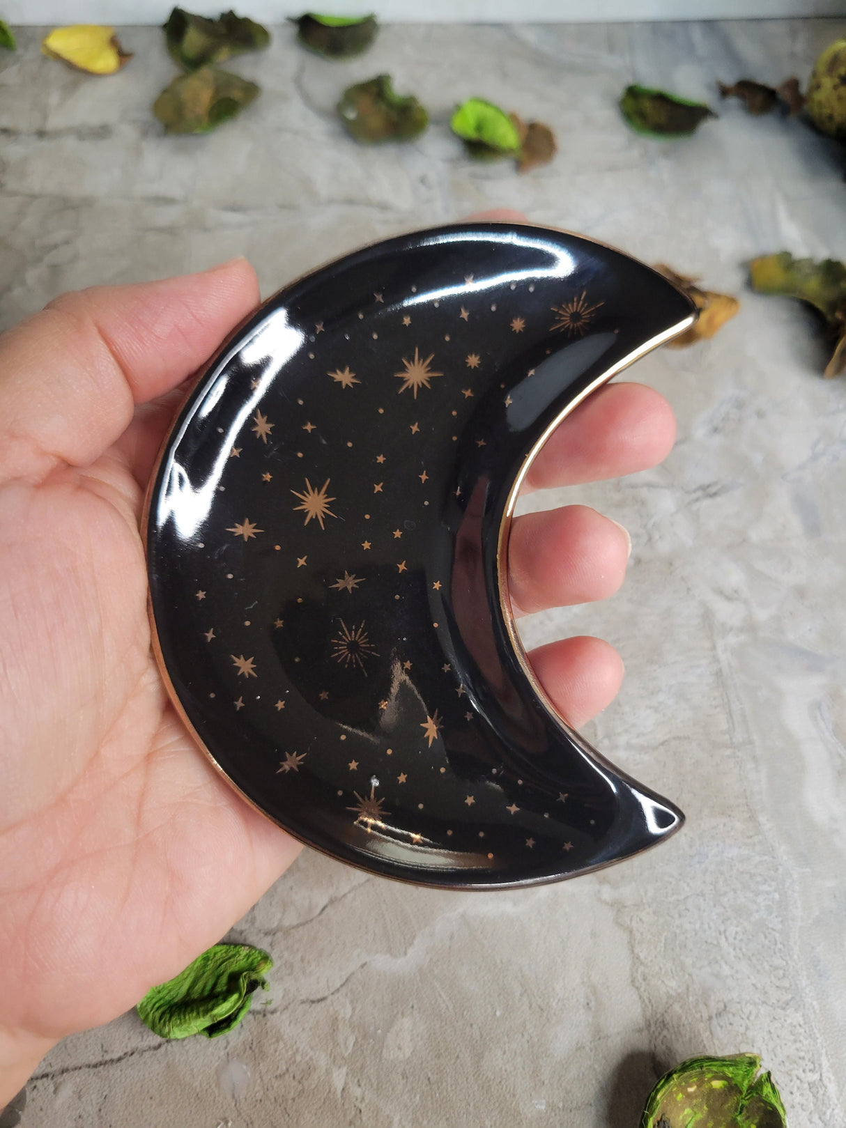 Ceramic Moon Incense Burner Plate: Celestial Altar Decoration