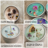 Handmade Soy Intention Candle: Crystal & Flower Infused, 2oz Sample