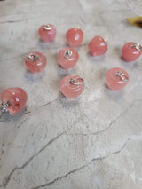 Cherry Quartz Glass Apple Pendant: 14mm Crystal Charm