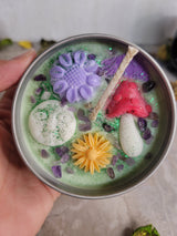 Enchanted Garden Soy Candle: Moon, Crystals, Lavender Sage Rosemary