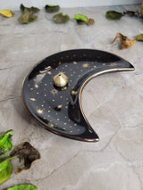 Ceramic Moon Incense Burner Plate: Celestial Altar Decoration