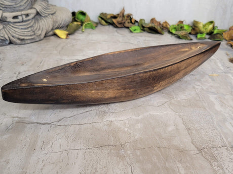 Canoe Wood Double Incense Burner: Small Incense Holder
